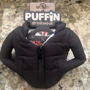 PUFFIN Drinkwear Puffy Black Jacket Can Cooler - Frisco - Brand New!